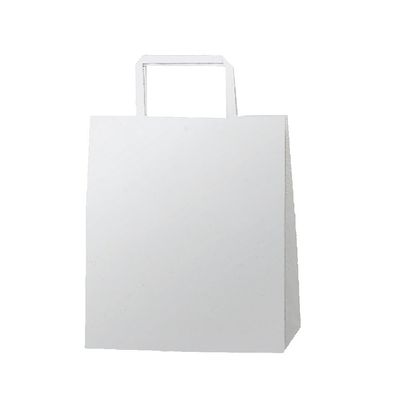 Heiko 003263600 Paper Bags, Handbag, Flat Handles, Plain White, Pack of 50