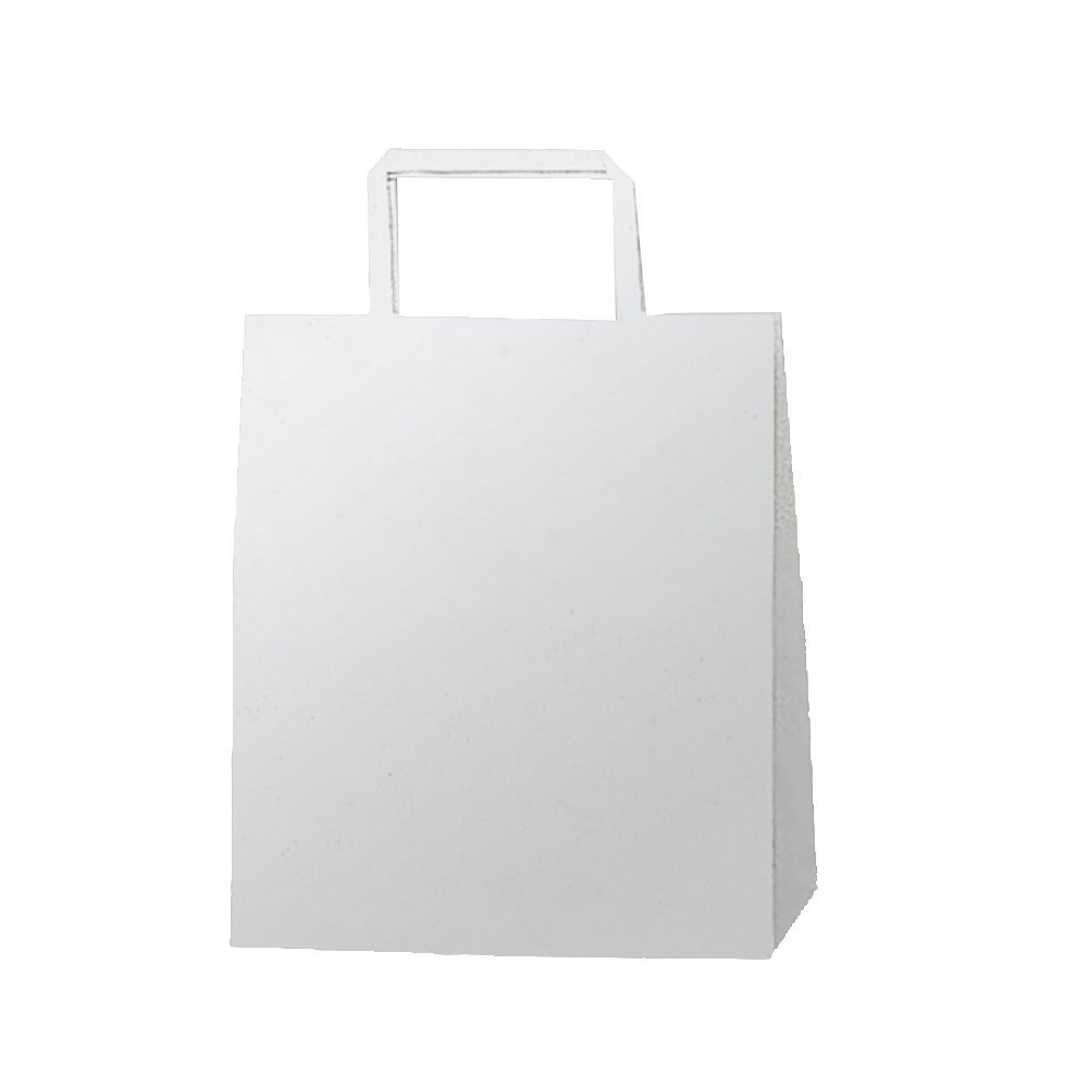 Heiko 003263600 Paper Bags, Handbag, Flat Handles, Plain White, Pack of 50