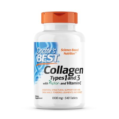 Doctor's Best Collagen Types 1 & 3 with Peptan, Non-GMO, Gluten Free, Soy Free, Supports Hair, Skin, Nails, Tendons & Bones, 1000 Mg, 540 Tablets