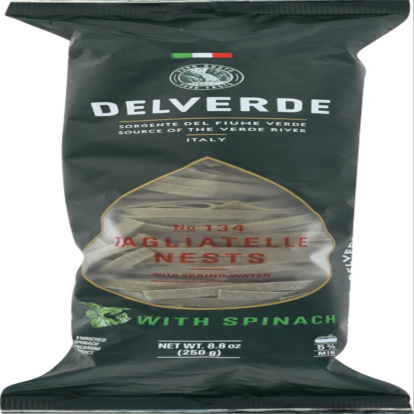 Delverde, Pasta Spinach Tagliatelle Nest, 8.8 Ounce