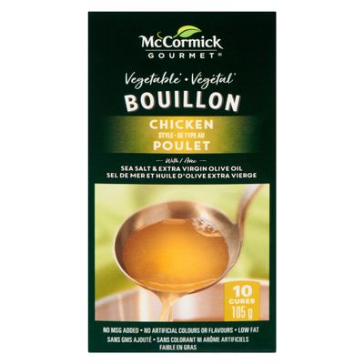 McCormick Gourmet All-Vegetable Bouillon Cubes, 10 Cubes, Chicken Style Flavor, 105g/3.7 oz., Box (Imported from Canada)