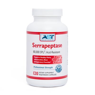 AST Enzymes Serrapeptase 80,000 SPU  120 Vegetarian Capsules - Premium Natural Systemic Enzymes  Acid-Resistant Serrapeptase
