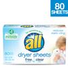 All Fabric Softener Dryer Sheets for Sensitive Skin, Free Clear, 80 Count view 4