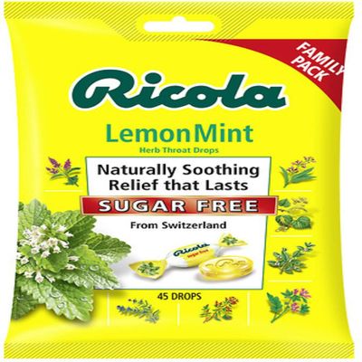 Ricola Sugar Free Large Bag Bundle, SF Lemon Mint (45 ct), SF Swiss Cherry (45 ct), 2 Bag Pack