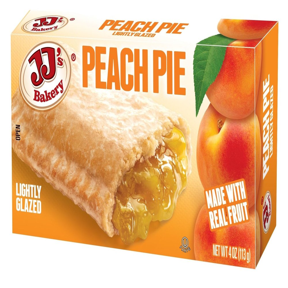 JJ's Bakery Peach Snack Pies, Individual Dessert, Fresh-Baked, Perfect for Snacks, Nut-Free, Kosher Parve, 4 Oz Each (Pack of 6)