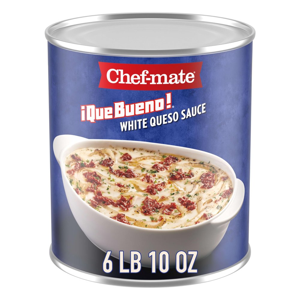 Chef-mate Que Bueno White Queso and Nacho Cheese Sauce, Canned Food, 6 lb. 10 oz (#10 Bulk Can)