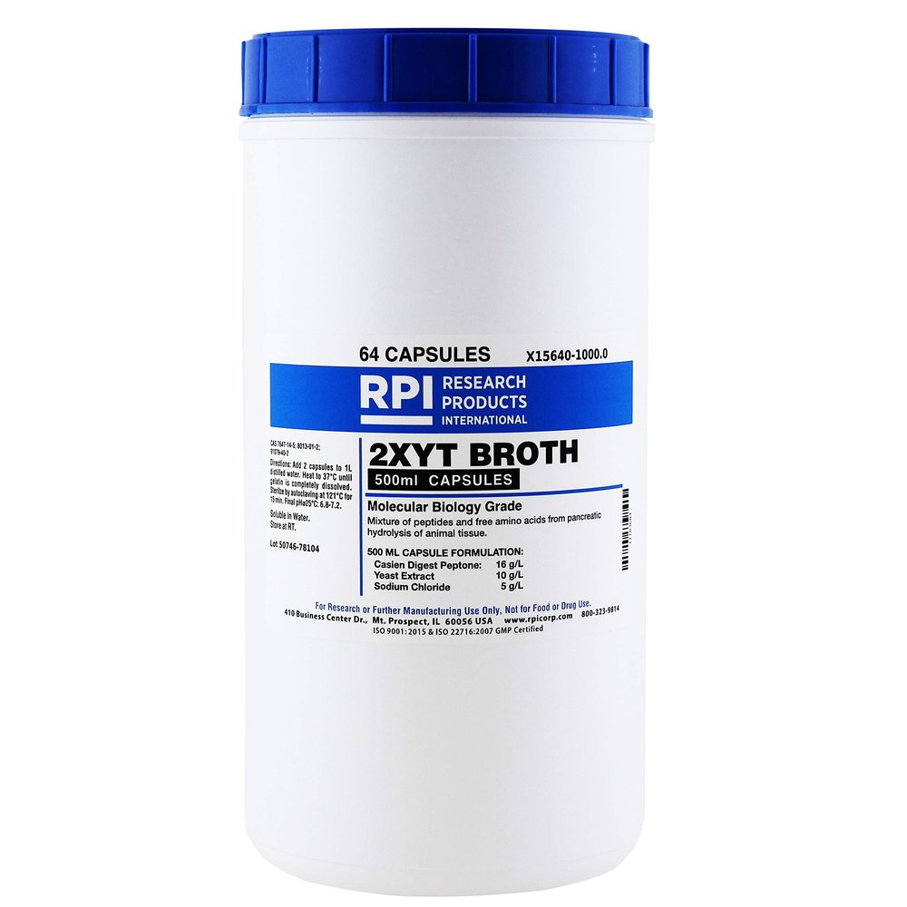 2XYT Broth, Capsules, 992 Grams of Powder in 64 Total Capsules per Bottle