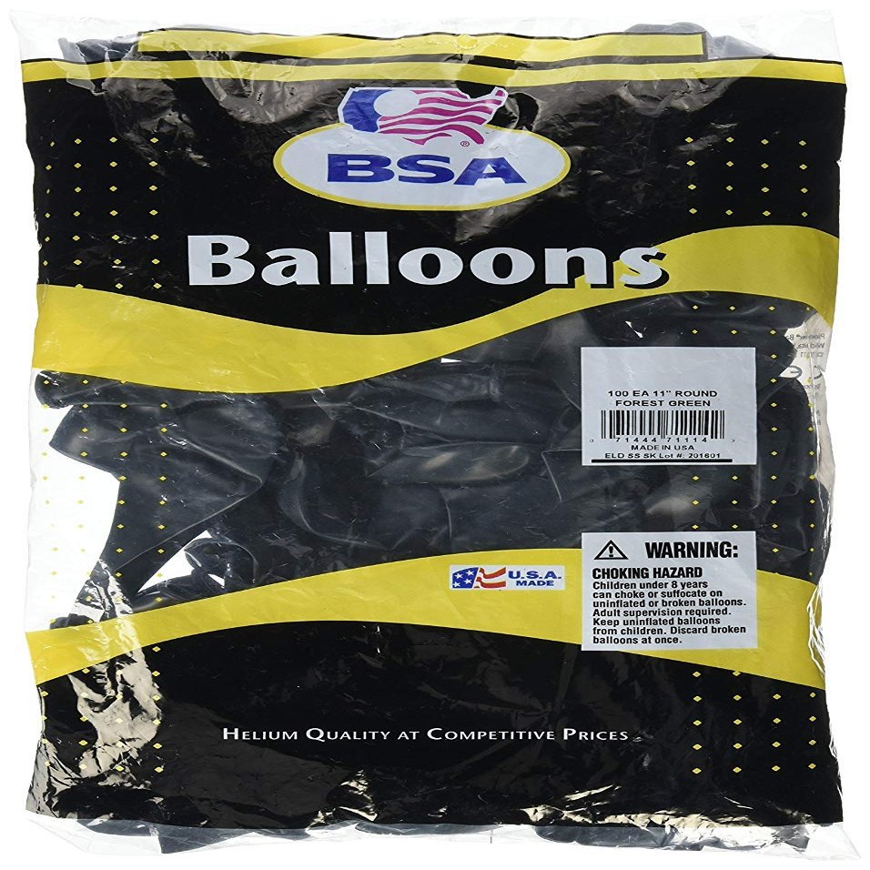 11" BSA Brand Latex Rich Forest Green 100 Count
