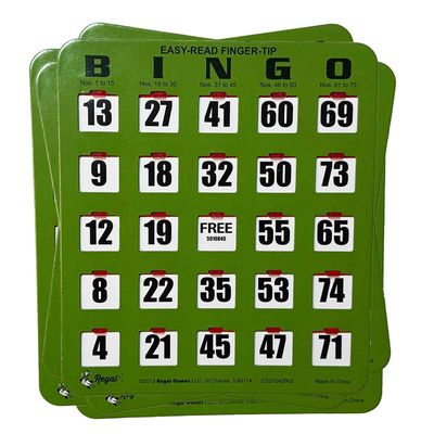 MaxiAids Easy Read Fingertip Bingo Card -20 Cards - Green