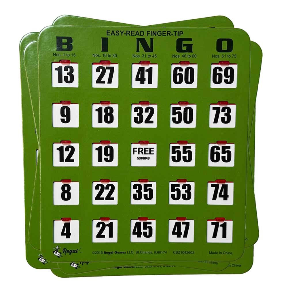 MaxiAids Easy Read Fingertip Bingo Card -20 Cards - Green