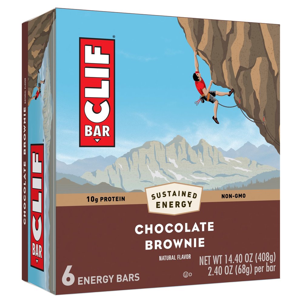 CLIF BAR - Chocolate Brownie Flavor - Made with Organic Oats - 10g Protein - Non-GMO - Plant Based - Energy Bars - 2.4 oz. (6 Pack)