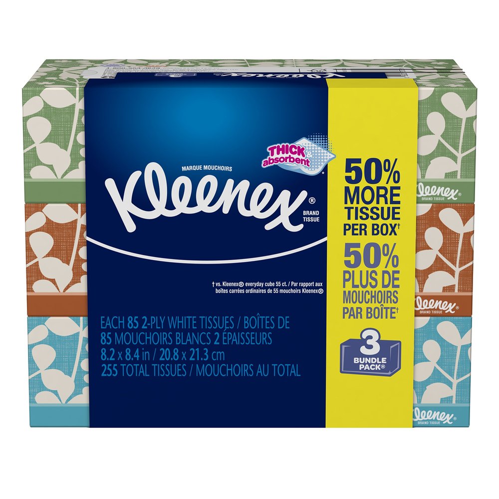 Kleenex Everyday Facial Tissues, Low Count Flat, 85 ct, 3 Pack