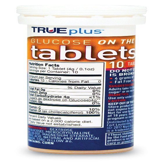 True Plus Glucose Tablets Orange Flavor 10ct Tube - 24 Pack (24 Total Tubes)