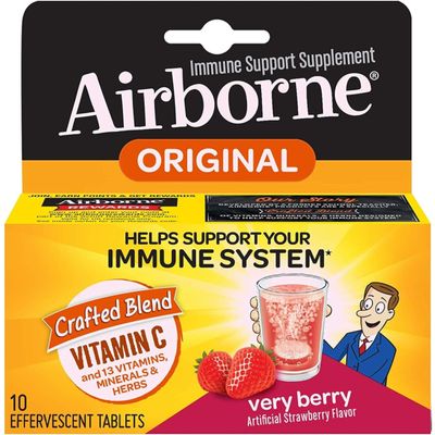Airborne Very Berry Effervescent Tablets, 10 count - 1000mg of Vitamin C - Immune Support Supplement