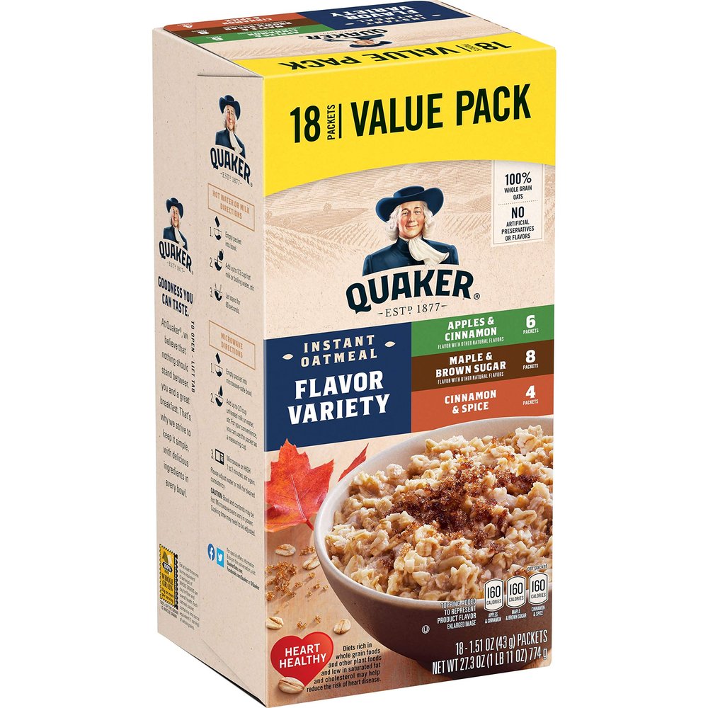Quaker Instant Oatmeal, Variety Value Pack, 18 Count