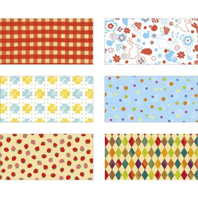 (Sasagawa) Takajirushi 35-1967 Wrapping Paper, Retro, Set of 6 Patterns, 2 Sheets