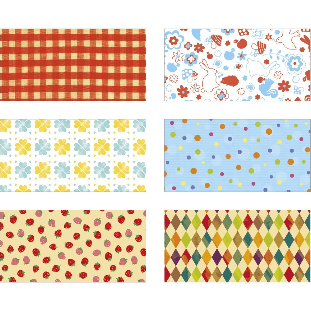 (Sasagawa) Takajirushi 35-1967 Wrapping Paper, Retro, Set of 6 Patterns, 2 Sheets