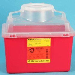 Sharps Collector, 14 Qt, Large Funnel Cap, Clear Top, Ea