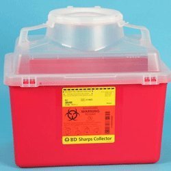 Sharps Collector, 14 Qt, Large Funnel Cap, Clear Top, Ea