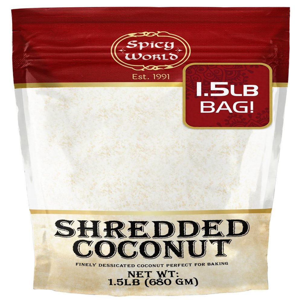 Spicy World Shredded Coconut Powder 1.5 Pound Bulk Bag (Desiccated Coconut) - Unsweetened & Finely Shredded Powdered - Great for Baking, Smoothies and More!