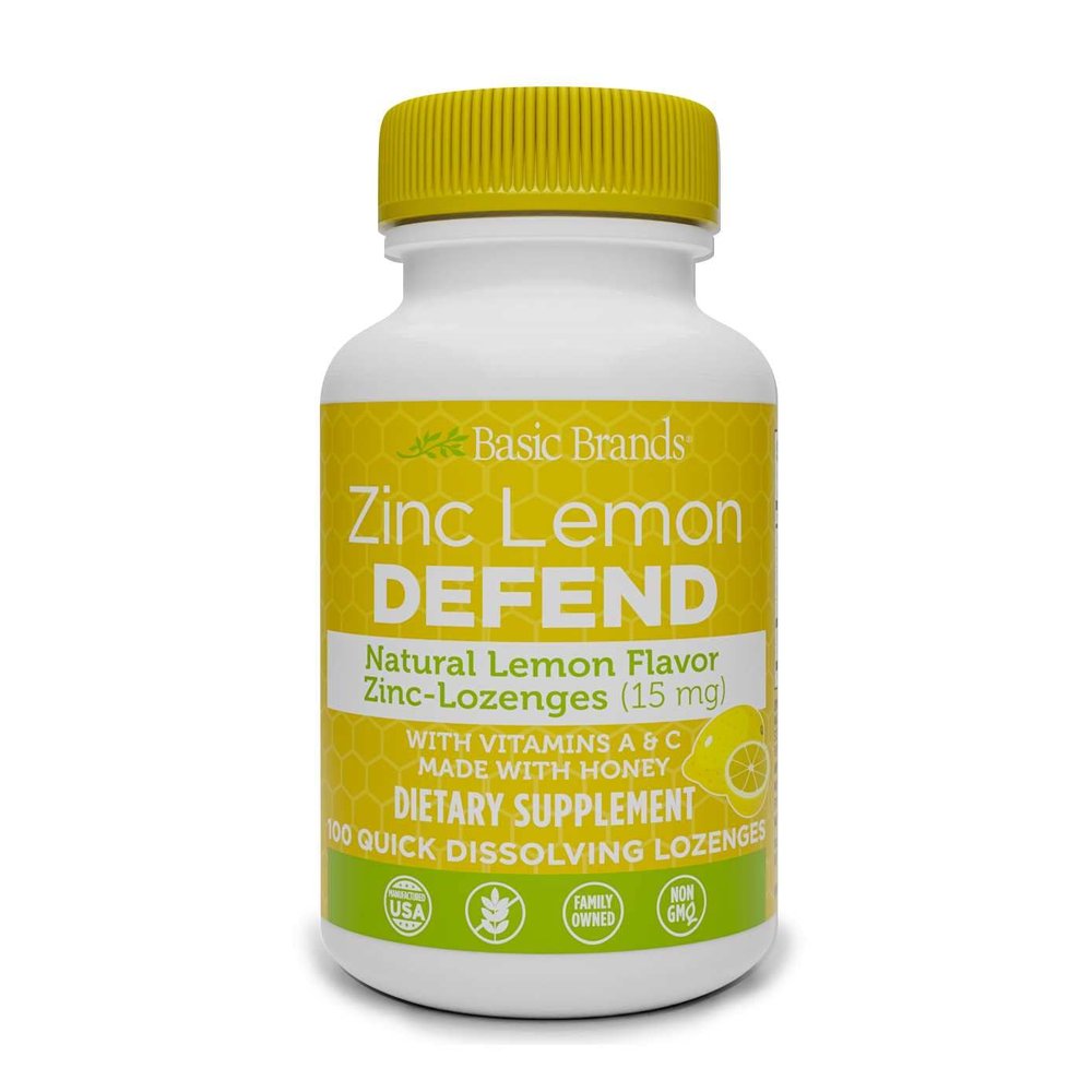 Basic Organic's Zinc Lozenges, Lemon, 100 Count Bottle (Pack of 4)