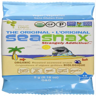 SeaSnax Organic Roasted Seaweed Snack Grab and Go, Original, 0.18 Ounce (Pack of 24)