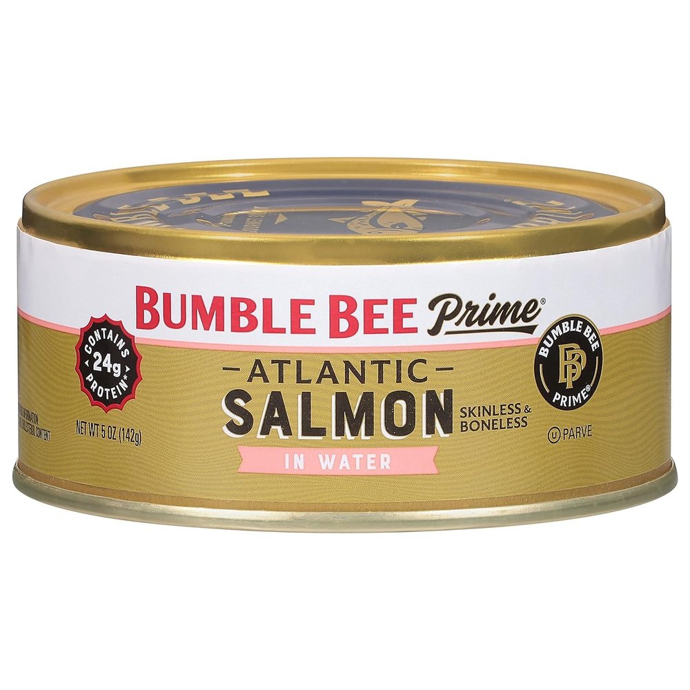 Bumble Bee Prime Atlantic Salmon, 5 oz Can - Premium Salmon - 24g Protein per Serving - Gluten Free & Kosher