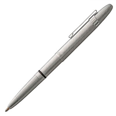 Fisher Space Pen Bullet Space Pen, Brushed Chrome Pressurized Ballpoint Pen, Compact Size, Writes Upside Down, Extreme Temperatures, Smooth Black Ink, Medium Point, Pocket Clip, Gift Box, Made in USA