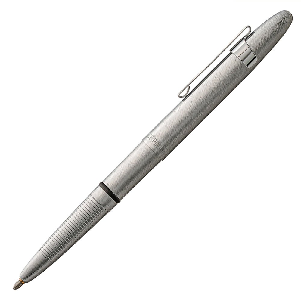 Fisher Space Pen Bullet Space Pen, Brushed Chrome Pressurized Ballpoint Pen, Compact Size, Writes Upside Down, Extreme Temperatures, Smooth Black Ink, Medium Point, Pocket Clip, Gift Box, Made in USA