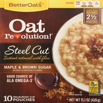 Better Oats Oat Revolution Maple and Brown Sugar Steel Cut Oats, 15.1 Ounce -- 6 per case.