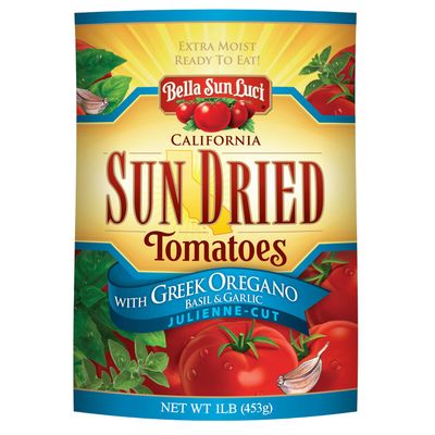 Bella Sun Luci Sun Dried Tomatoes with Greek Oregano, Basil & Garlic, Mediterranean Style Sun-Ripened Tomatoes, Kosher, Vegan, Gluten-Free, Flavorful Snack & Ingredient for Pasta, Salads, Sandwiches & Charcuterie