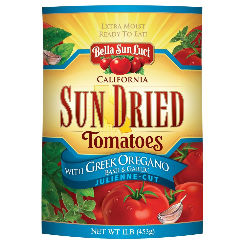 Bella Sun Luci Sun Dried Tomatoes with Greek Oregano, Basil & Garlic, Mediterranean Style Sun-Ripened Tomatoes, Kosher, Vegan, Gluten-Free, Flavorful Snack & Ingredient for Pasta, Salads, Sandwiches & Charcuterie