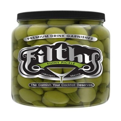 Filthy Pickle Stuffed Olive - Great flavor balance. Smooth, refined Olive and brine flavor with just enough salinity to make it mouth-watering. - 64oz PET Container