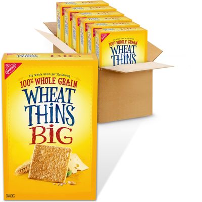 Wheat Thins BIG Snacks, Whole Grain Wheat Crackers, Bulk Snack Crackers, 6 - 8 oz Boxes