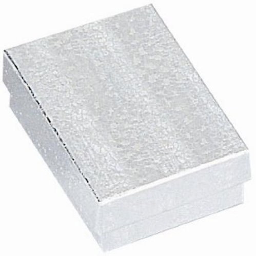 100 Cotton Filled Boxes, 2 5/8" x 1 3/4" x 1", Silver Size #21