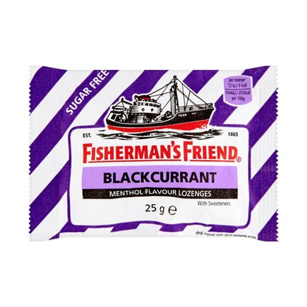 Fishermans Friend Blackcurrant Flavour Lozenges with Sweeteners 25g-PACK-OF-12 by Fishermans