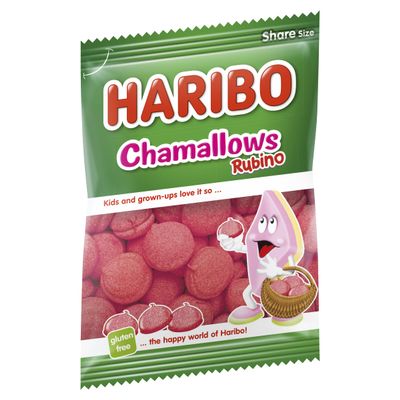 Haribo Chamalllows Rubino I Strawberry flavored Marshmallows with Crunchy Sugar Coating I Haribo Candy Chamallows Ruby Gr175