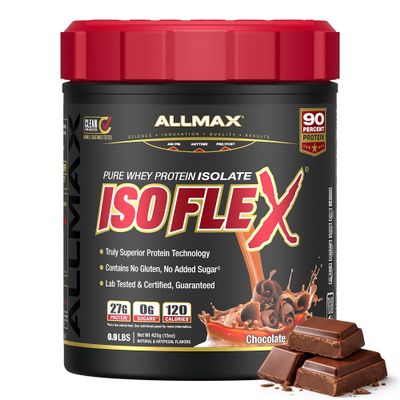 ALLMAX ISOFLEX Pure Whey Isolate Protein Powder - Gluten Free, Low Lactose, Sugar-Free - High-Protein, Clean, Keto-Friendly for Pre Post Workout Supplement for Women and Men | Chocolate, 1lb