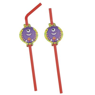 Plastic Party Monsters Straws, 20ct