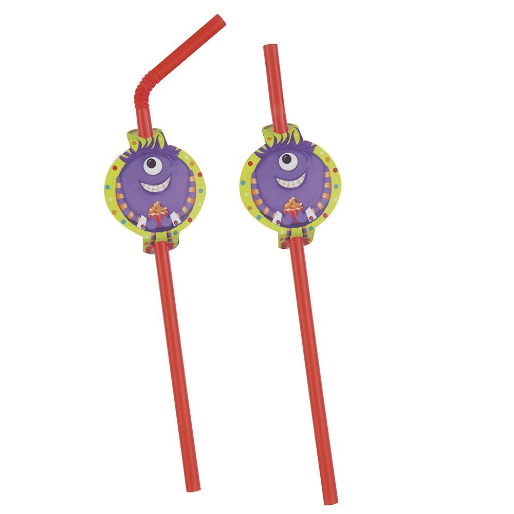 Plastic Party Monsters Straws, 20ct
