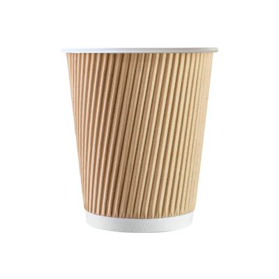 500 X Kraft 4Oz Ripple 3 Ply Insulated Paper Cups for Tea Coffee Espresso Hot Drinks