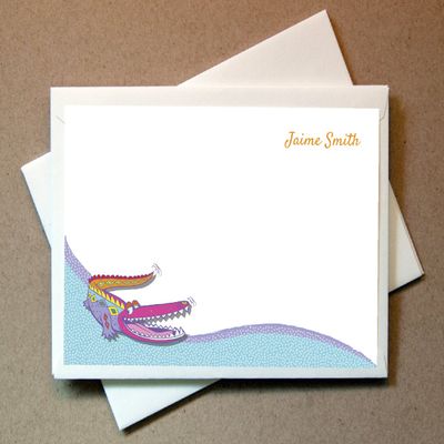 Personalized Alligator Note Cards (40 Cards and Blank Envelopes)