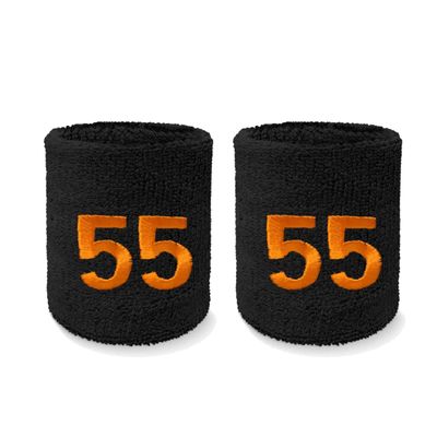 Couver Women Black Number 55 Sports/Athletic Terry Cloth Sweat Wristband, 1 Pair