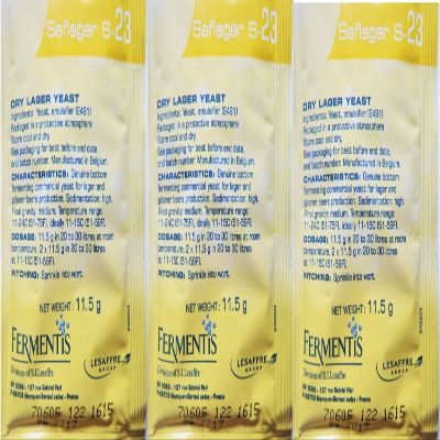 3 Packs Saflager S-23 Dry Beer Yeast (3 X 11.5 Gram Packets)