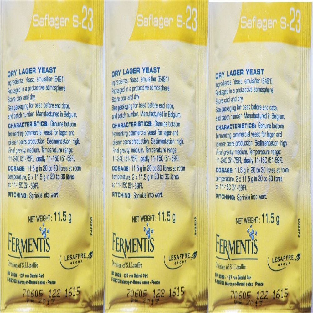 3 Packs Saflager S-23 Dry Beer Yeast (3 X 11.5 Gram Packets)