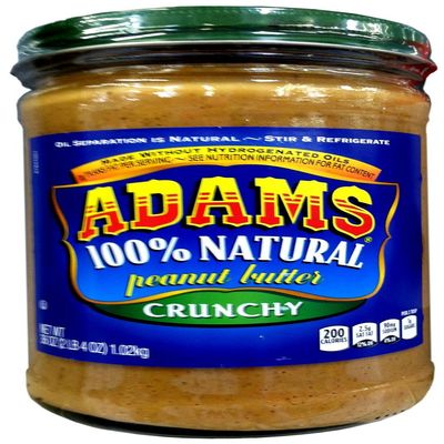 Adams 100% Natural CRUNCHY PEANUT BUTTER 36oz (2 Pack)