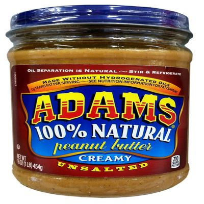 Adams 100% Natural CREAMY UNSALTED Peanut Butter 16oz (3 Pack)