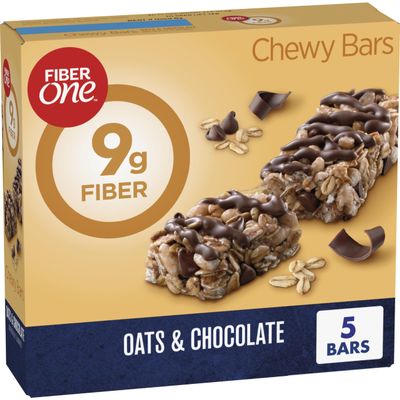Fiber One Chewy Bars, Oats and Chocolate, Fiber Snacks, 5 Ct, 7 oz