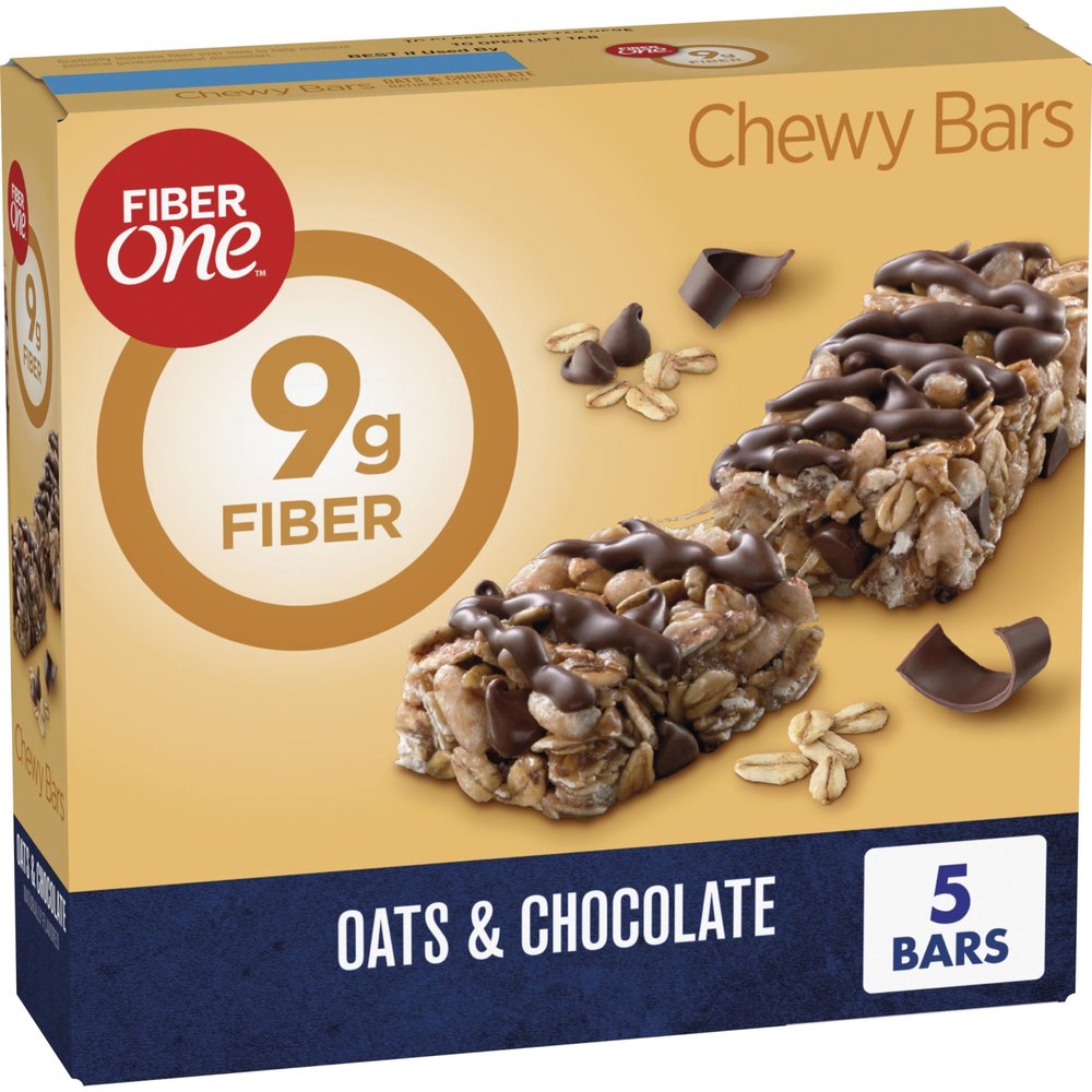 Fiber One Chewy Bars, Oats and Chocolate, Fiber Snacks, 5 Ct, 7 oz
