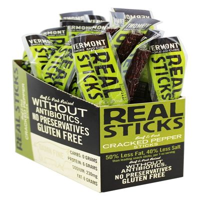Real Sticks Beef and Pork Cracked Pepper Stick 1 Ounce Count